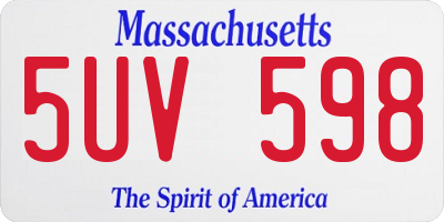 MA license plate 5UV598