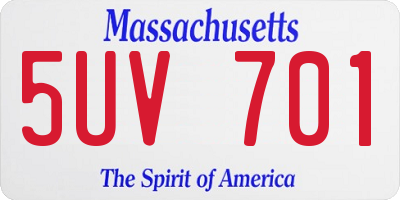 MA license plate 5UV701