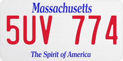 MA license plate 5UV774