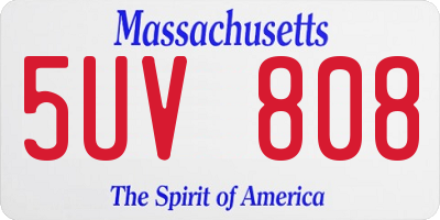 MA license plate 5UV808