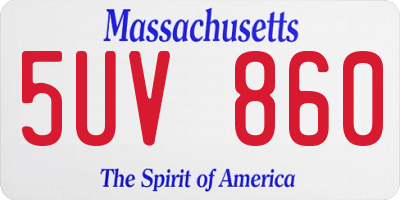 MA license plate 5UV860
