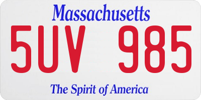 MA license plate 5UV985