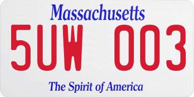MA license plate 5UW003