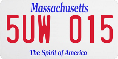 MA license plate 5UW015