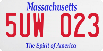 MA license plate 5UW023