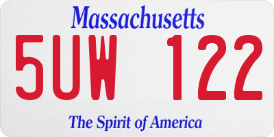 MA license plate 5UW122