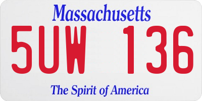 MA license plate 5UW136
