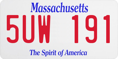 MA license plate 5UW191