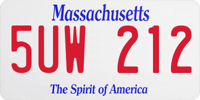 MA license plate 5UW212