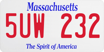 MA license plate 5UW232