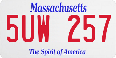 MA license plate 5UW257