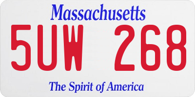 MA license plate 5UW268