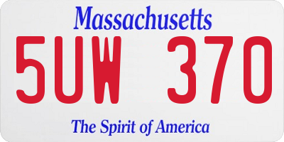MA license plate 5UW370