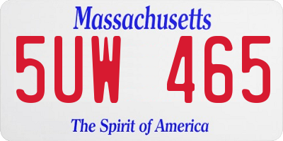MA license plate 5UW465