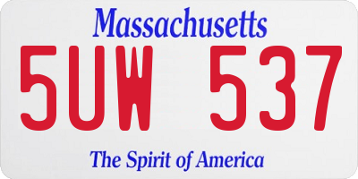 MA license plate 5UW537