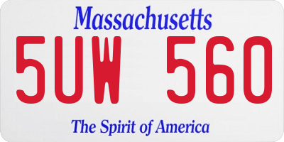 MA license plate 5UW560
