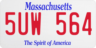 MA license plate 5UW564