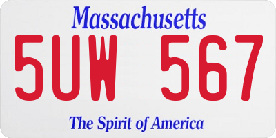 MA license plate 5UW567