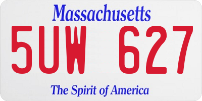 MA license plate 5UW627