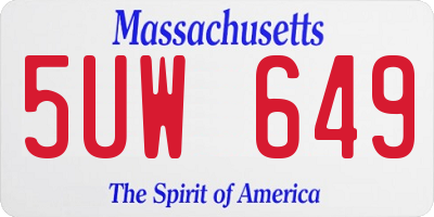 MA license plate 5UW649