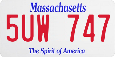 MA license plate 5UW747