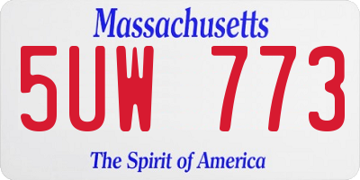MA license plate 5UW773