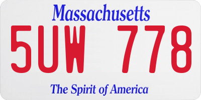MA license plate 5UW778