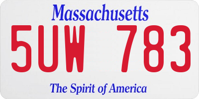 MA license plate 5UW783