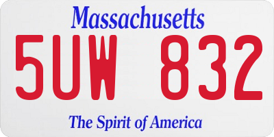 MA license plate 5UW832