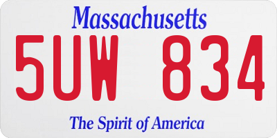 MA license plate 5UW834