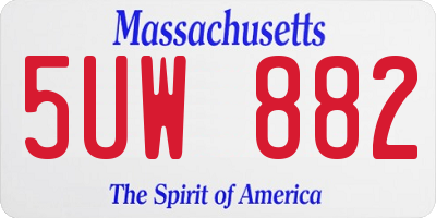 MA license plate 5UW882