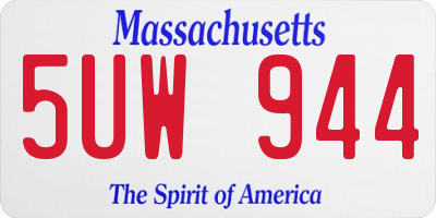 MA license plate 5UW944
