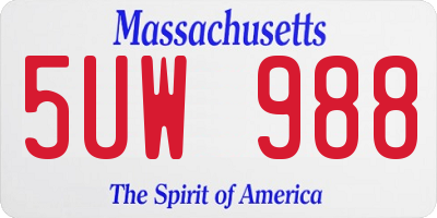 MA license plate 5UW988