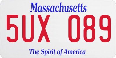 MA license plate 5UX089