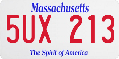 MA license plate 5UX213