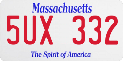 MA license plate 5UX332