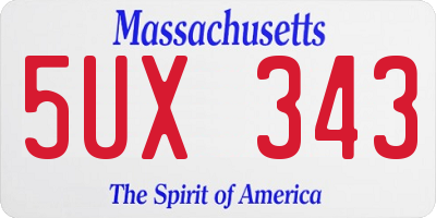 MA license plate 5UX343