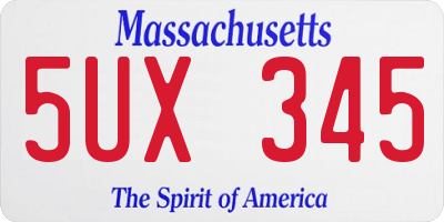 MA license plate 5UX345