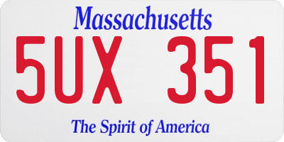MA license plate 5UX351