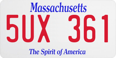 MA license plate 5UX361