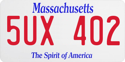 MA license plate 5UX402