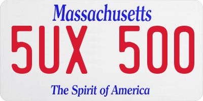 MA license plate 5UX500