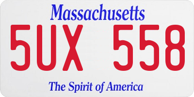 MA license plate 5UX558