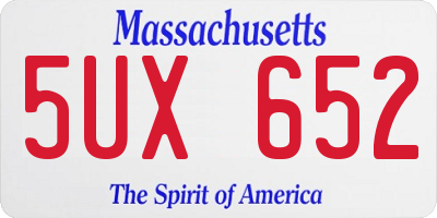 MA license plate 5UX652