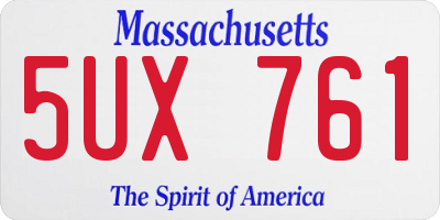 MA license plate 5UX761