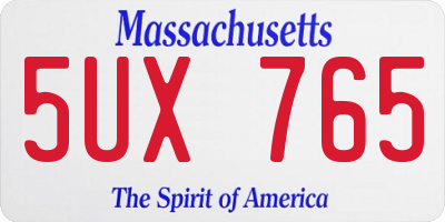 MA license plate 5UX765