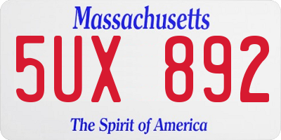 MA license plate 5UX892
