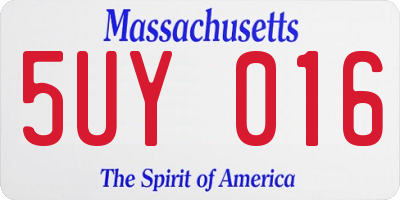 MA license plate 5UY016