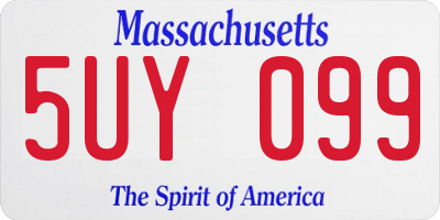 MA license plate 5UY099