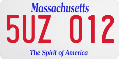 MA license plate 5UZ012